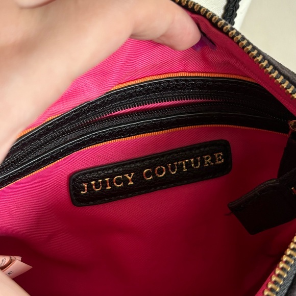 Juicy Couture black suede crossbody purse with gold chain. - Picture 2 of 3